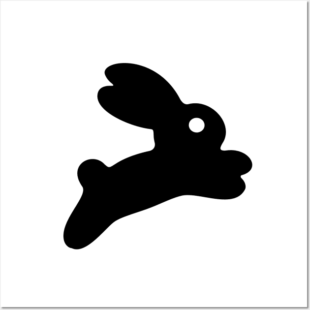 Jumping Black Bunny Wall Art by XOOXOO